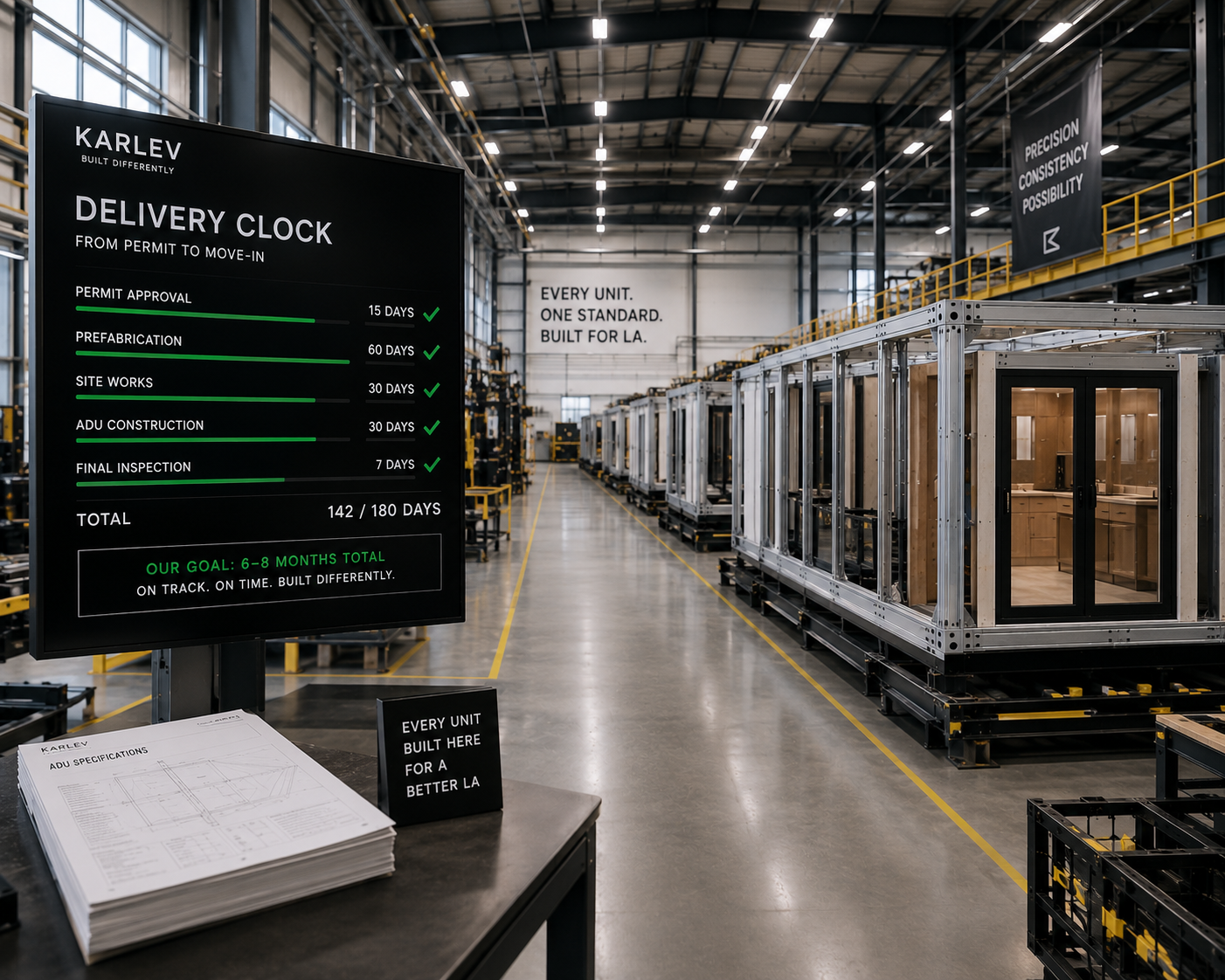 The delivery clock inside the factory
