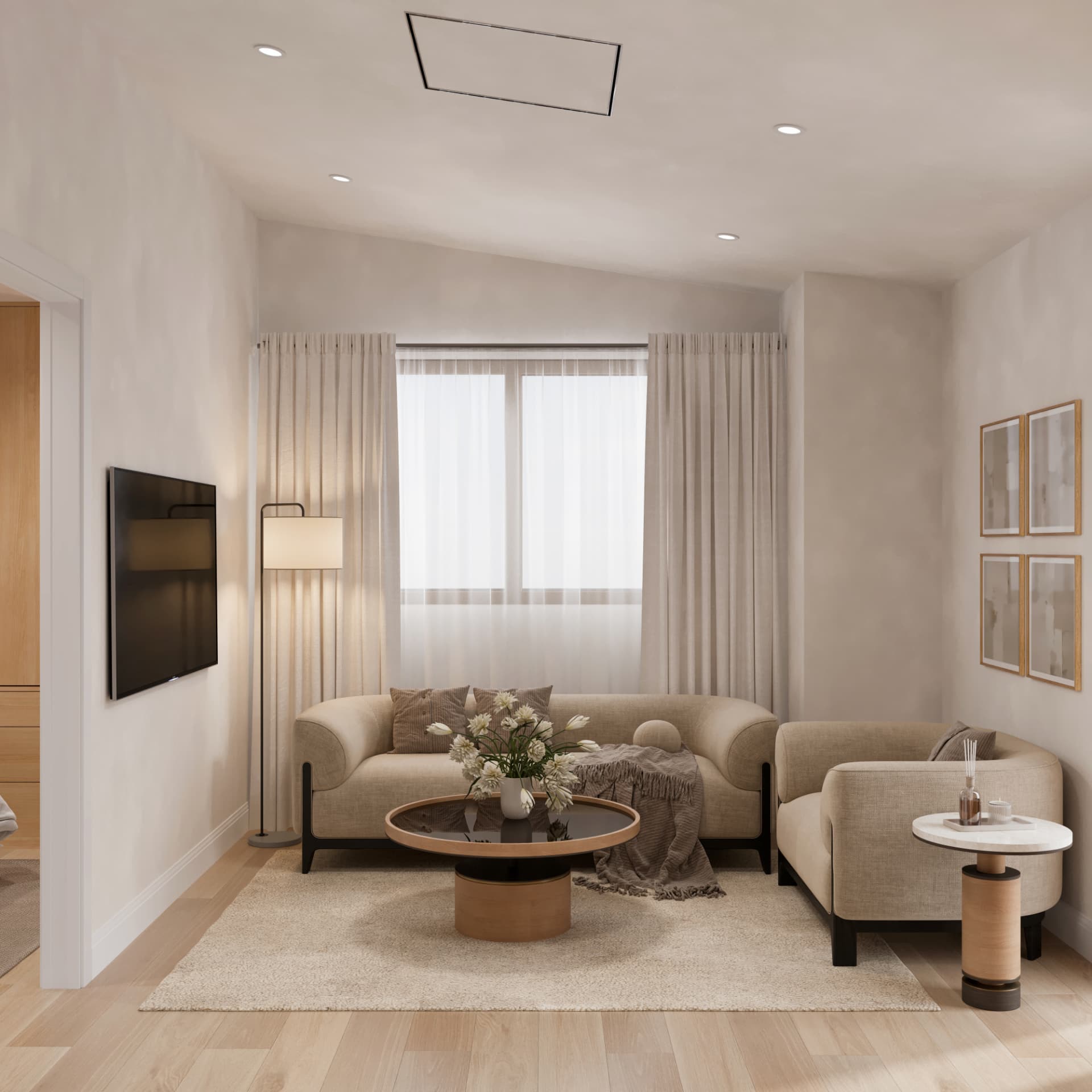 One bright, open room.