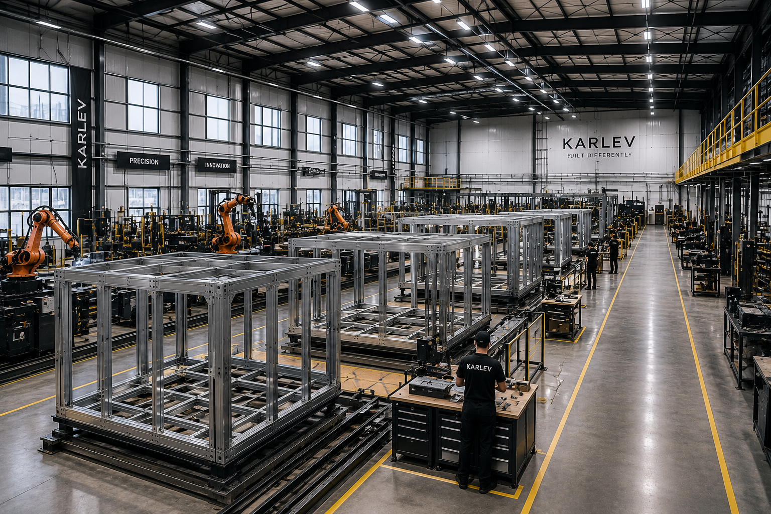 Karlev factory floor with frames in production